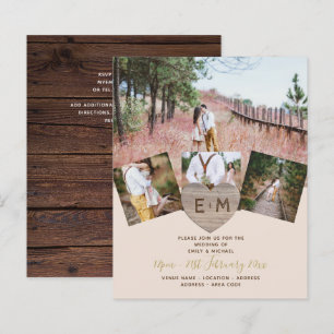 Rustic Wood Engraved Heart PHOTO COLLAGE BUDGET