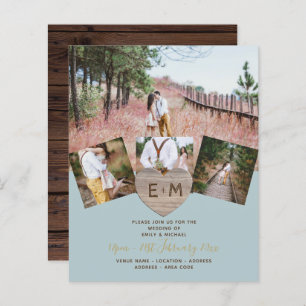 Rustic Wood Engraved Heart PHOTO COLLAGE BUDGET