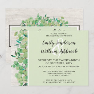 Rustic Wood & Eucalyptus Botanical Wedding Shower Invitation