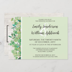 Rustic Wood & Eucalyptus Botanical Wedding Shower Invitation