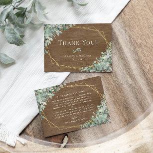 Rustic Wood Eucalyptus Greenery Botanical Wedding  Thank You Card
