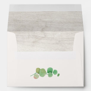 Rustic Wood & Eucalyptus Leaf Wedding Invitation Envelope