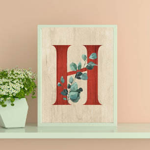 Rustic Wood & Eucalyptus Letter H  Print