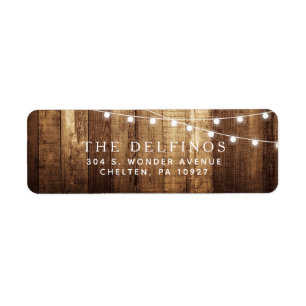 Rustic Wood Fairy Lights Custom Return Address Return Address Label