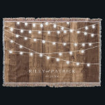 Rustic Wood & Fairy Lights Custom Wedding Gift Throw Blanket<br><div class="desc">Rustic Wood & Fairy Lights Custom Wedding Gift Throw makes the perfect personalised bridal shower gift. Featuring barn wood and mini fairy lights accents along with the couple's names in a classic font, this cotton throw blanket is a newlywed gift must-have. Personalise with names and date by clicking "Customise It"!...</div>
