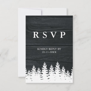 Rustic Wood Fall Autumn Winter Wedding QR Code RSVP Card