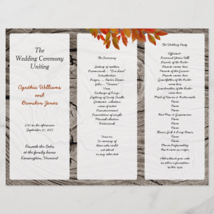 Rustic Wood Fall Wedding Tri-Fold Program