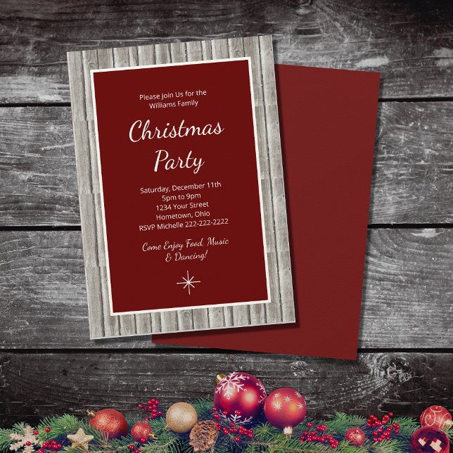 Rustic Wood Family Christmas Party  Invitation (Creator Uploaded)