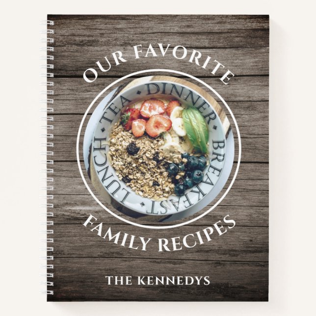 Rustic Wood Family Favourite Recipes Cookbook   Notebook (Front)
