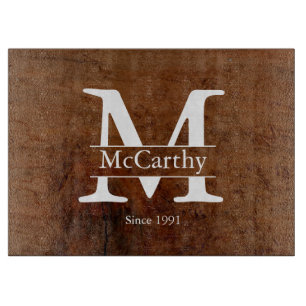 Rustic wood family name custom  cutting board