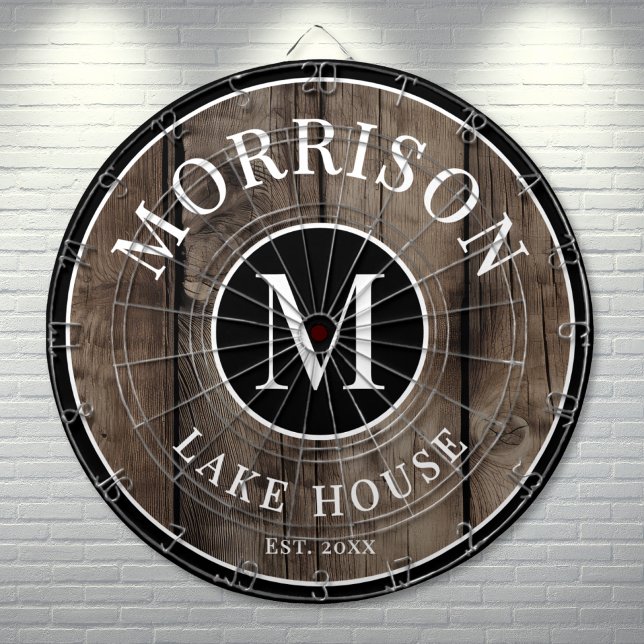 Rustic Wood Family Name  Dartboard (Rustic Wood Family Name Dart Board )