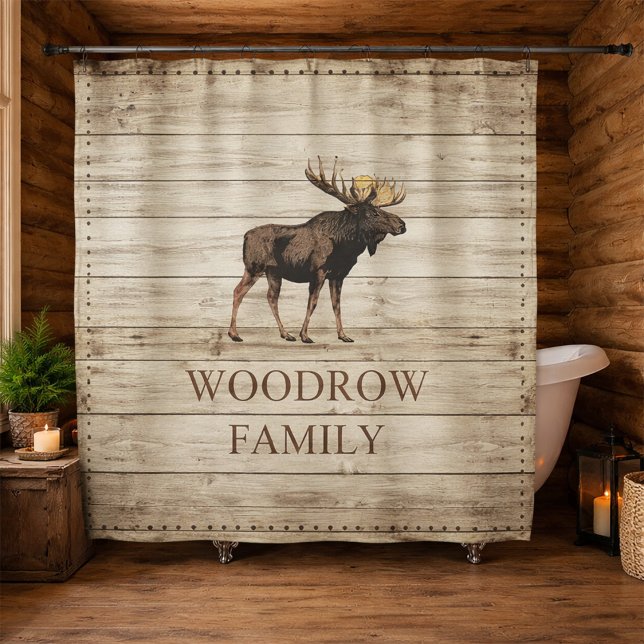 Rustic Wood Family Name Shower Curtain (Creator Uploaded)