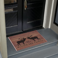 Rustic Wood Family Name Walking Elk