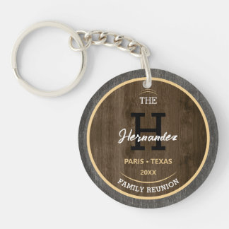 Rustic wood Family reunion Get together party Name Key Ring