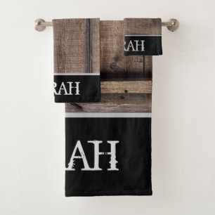 Rustic Wood Farmhouse Barn Distressed Bath Towel Set