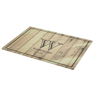 Rustic Wood Farmhouse Monogram  Cutting Board
