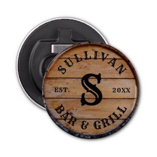 Rustic Wood Farmhouse Personalised Monogram Name Bottle Opener