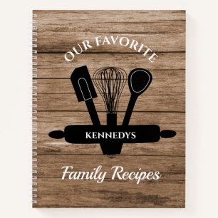 Rustic Wood Favourite Family Recipes Cookbook Notebook