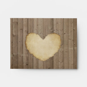 Rustic Wood Fence Boards Heart Thank You Notes Envelopes