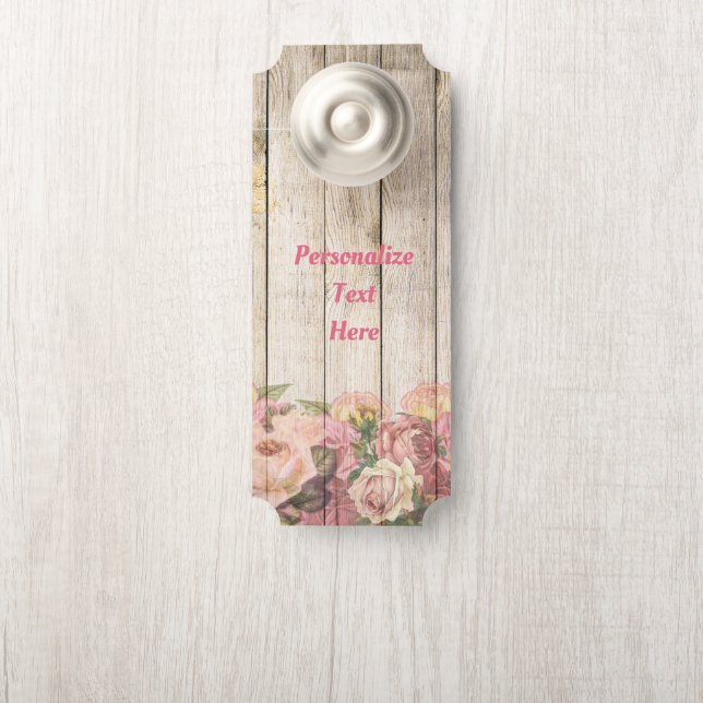 Rustic Wood Fence Flower Garden Room Door Hanger (On Knob)