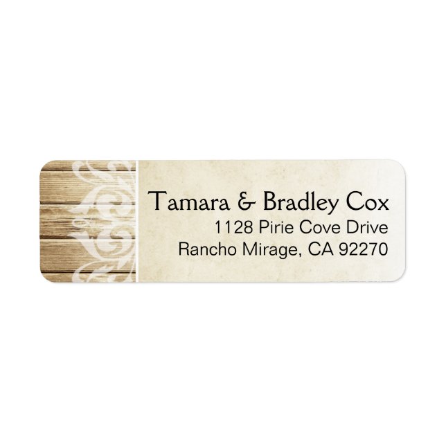 Rustic Wood Filigree | blonde white Return Address Label (Front)