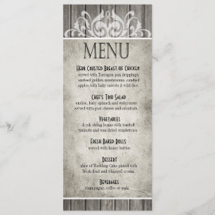 Rustic Wood Filigree Dinner Menu grey
