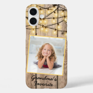 Rustic Wood Firefly Lights Custom Square Photo   iPhone 16 Plus Case