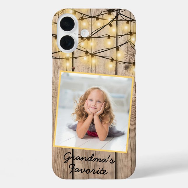 Rustic Wood Firefly Lights Custom Square Photo   Case-Mate iPhone Case (Back)