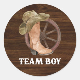 Rustic Wood Floral Boots or Bows Team Boy Sticker