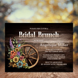 Rustic Wood Floral Bridal Brunch Invitation
