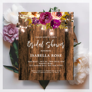 Rustic Wood Floral Bridal Shower Budget Invitation
