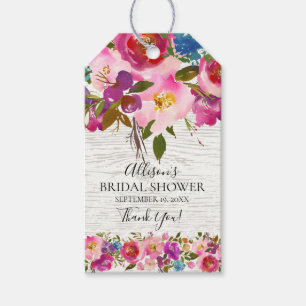 Rustic Wood Floral Bridal Shower Favour Gift Tag