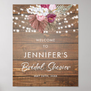 Rustic Wood Floral Bridal Shower Welcome Sign 