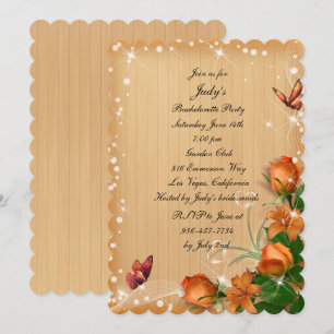 Rustic Wood Floral Butterfly Bachelorette Party Invitation