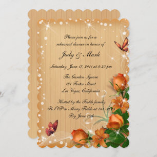 Rustic Wood Floral Butterfly Rehearsal Dinner Invitation