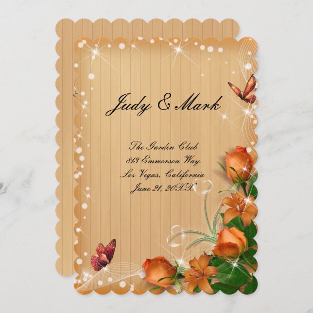 Rustic Wood Floral Butterfly Wedding Menu Card (Front/Back)