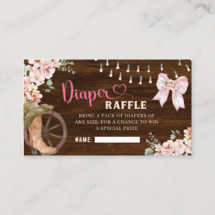 Rustic Wood Floral Diaper Raffle Card