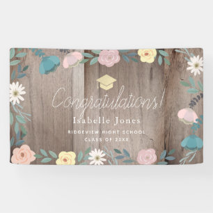 Rustic Wood Floral Garden Graduation Banner