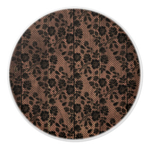 Rustic Wood & Floral Lace Lacy Glam Lingerie Ceramic Knob