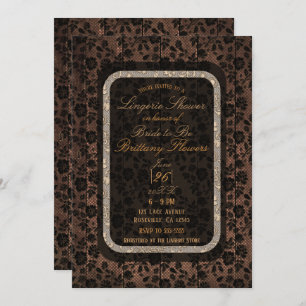 Rustic Wood & Floral Lace Lacy Lingerie Shower Invitation