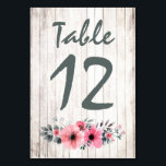 Rustic Wood Floral Rose Wedding Table Number Card<br><div class="desc">Blushing bridal bliss! Shabby rustic whitewashed wood meets elegant chic roses and anemones. This sweet floral design features an aura of feminine warmth with blush pink and coral tones, photo-realistic textures, and contemporary watercolor styling. • Customise it! Follow the template to easily add your own numbers. The same number will...</div>