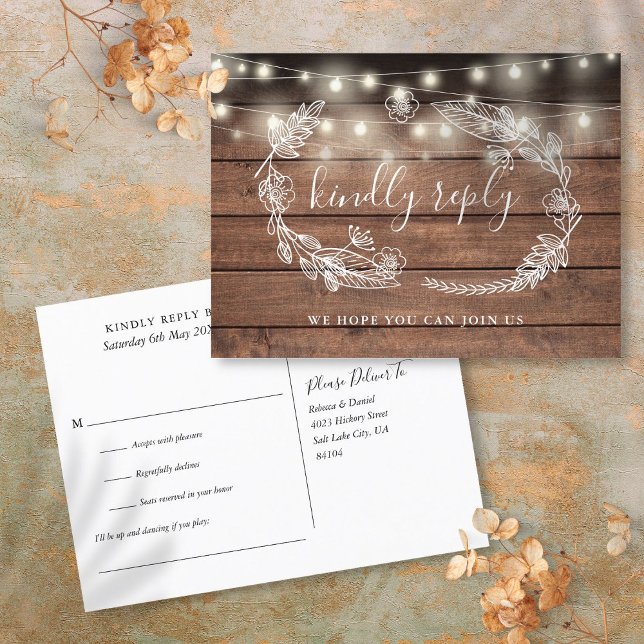 Rustic Wood Floral Song Request RSVP Card (Rustic Wood Floral Song Request RSVP Card)