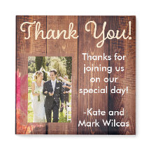 Rustic Wood Floral Thank You Wedding Magnet