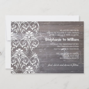 Rustic Wood Floral Wedding Invitation