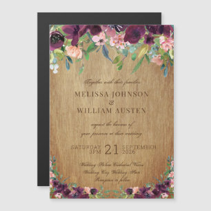 Rustic Wood Floral Wedding Invitation