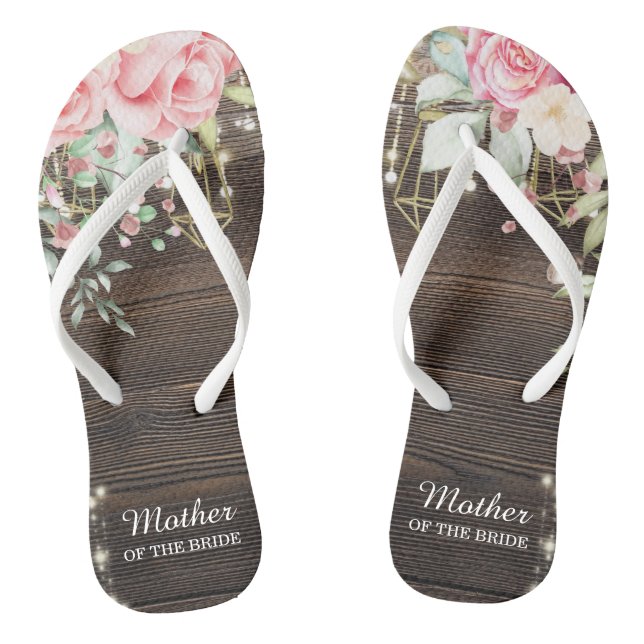 Rustic Wood Floral Wedding Mother of the Bride Thongs (Footbed)