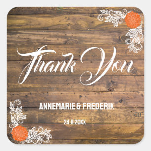 Rustic Wood & Flower Square Sticker