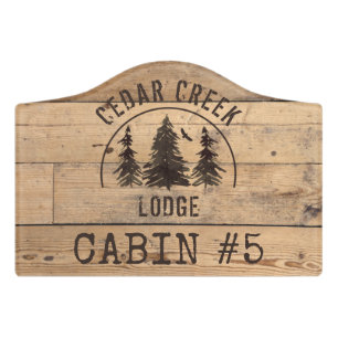 Rustic Wood Forest Trees Personalised Room Number Door Sign