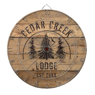 Rustic Wood Forest Trees Property Name Dartboard