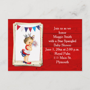 Rustic Wood Fourth of July Baby Shower Invitation